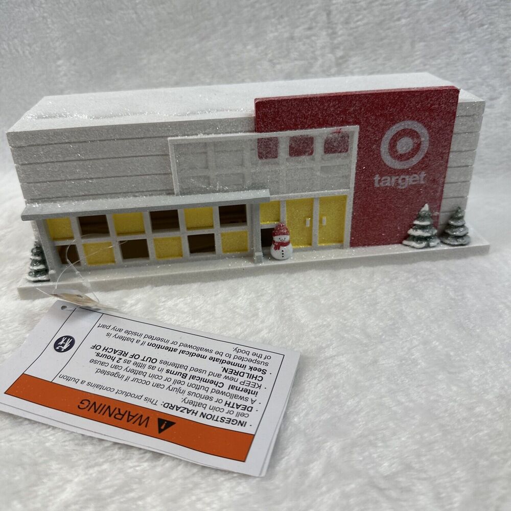 2023 New Target Store Lighted Building Snowy Glitter Christmas Village‎ NWT